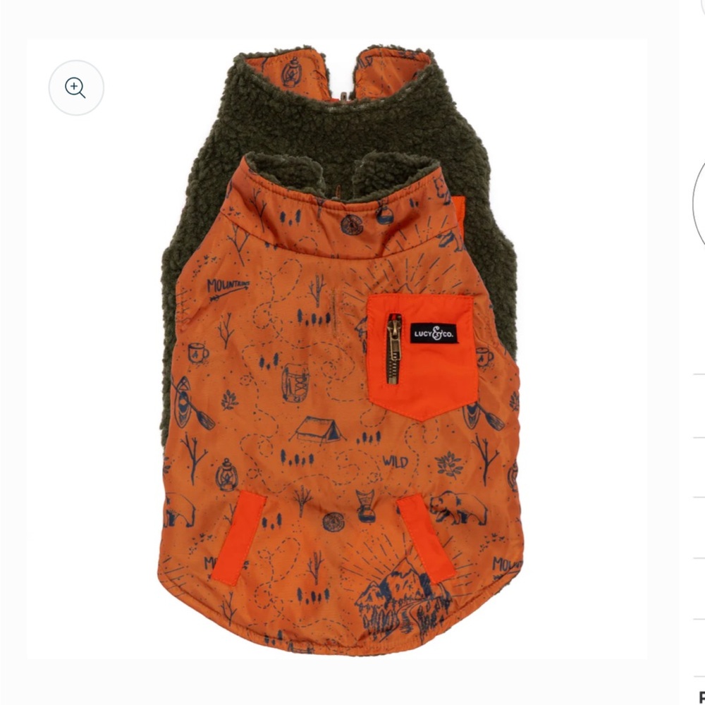 Puppy Dog Apparel - ‘Let's Adventure’ Reversible Teddy Fleece Puffy Vest, Size M